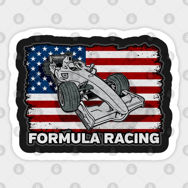 Formula Racing Car American Flag Sticker by RadStar